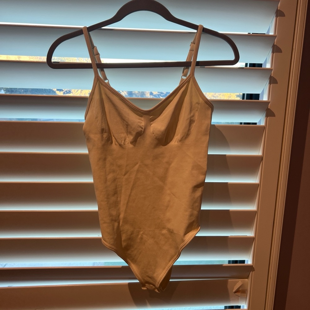 Beige Spaghetti Strap Bodysuit